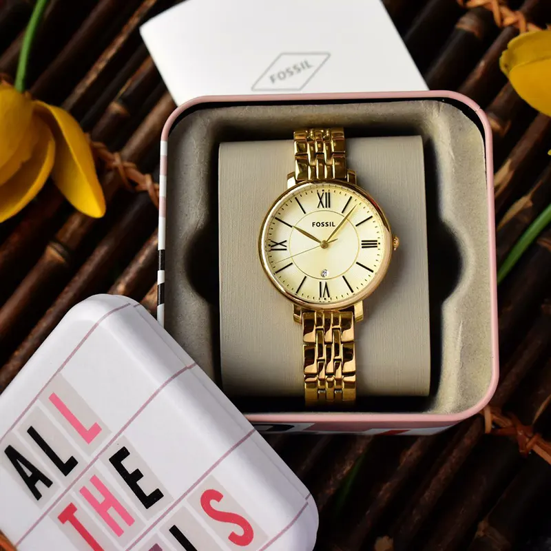 Fossil Jacqueline Gold-tone Dial Ladies Watch- ES3434
